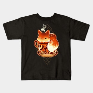 Cup of Fox - cute coffee animal Kids T-Shirt